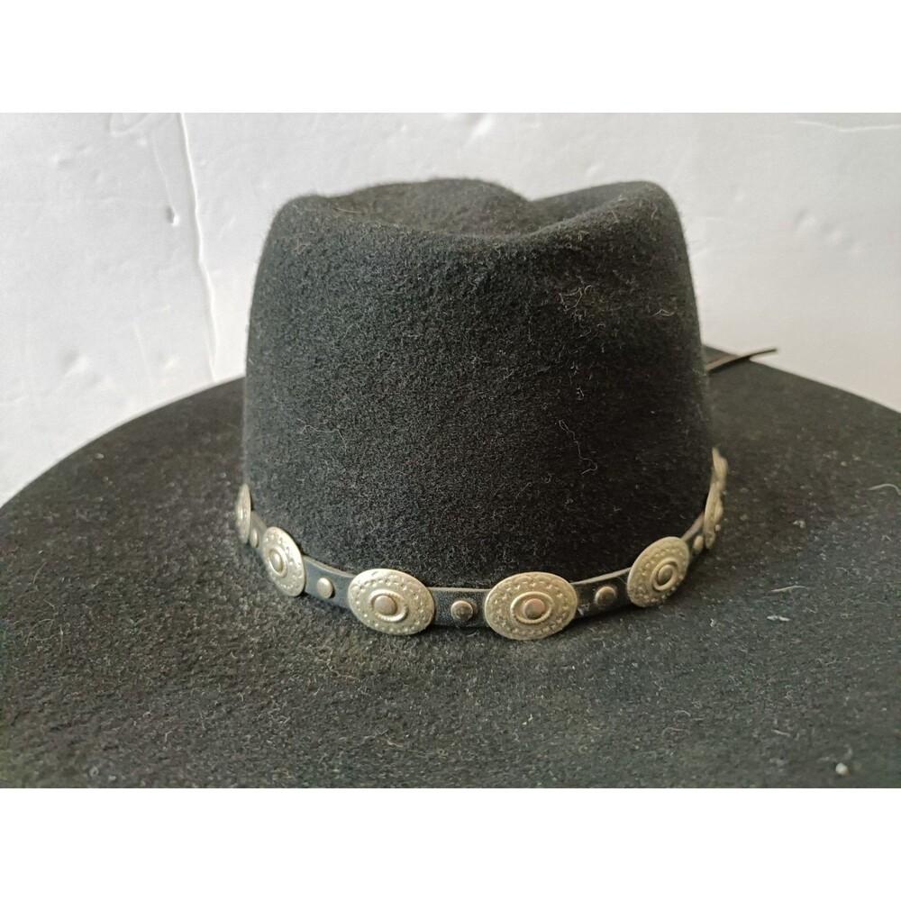 Outback Trading Co Western Hat Mens 7¼ 1314 Black Wool Felt Concho Belt Brim - Picture 3 of 8